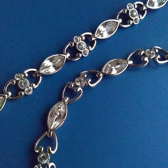 VINTAGE SWAROVSKI White Crystal Link Nklc&Bracelet - Picture 9 of 16